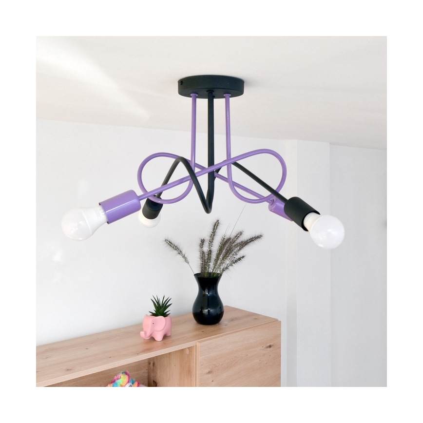 Bevestigde hanglamp OXFORD 4xE27/15W/230V zwart/paars