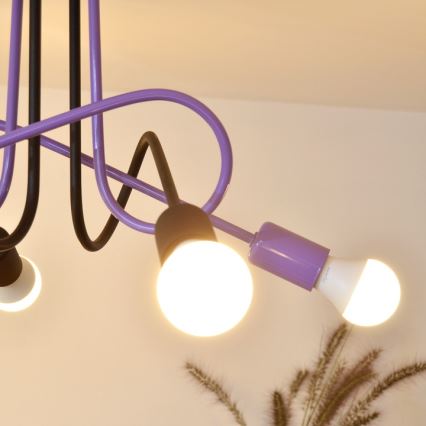 Bevestigde hanglamp OXFORD 4xE27/15W/230V zwart/paars