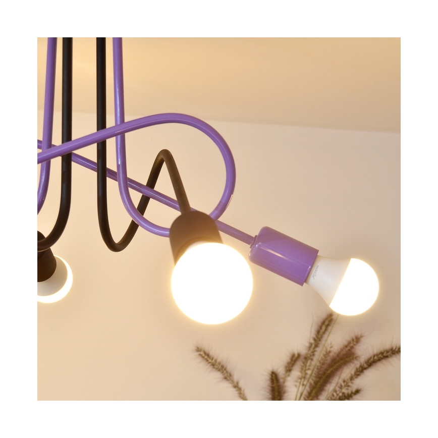 Bevestigde hanglamp OXFORD 4xE27/15W/230V zwart/paars
