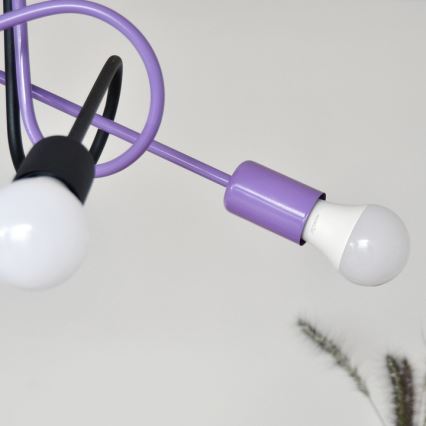 Bevestigde hanglamp OXFORD 4xE27/15W/230V zwart/paars