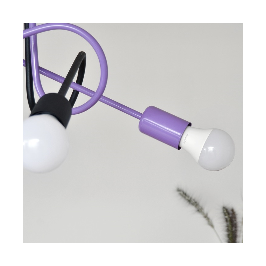Bevestigde hanglamp OXFORD 4xE27/15W/230V zwart/paars