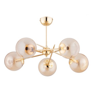 Bevestigde hanglamp PRIMERY 5xE14/10W/230V goud