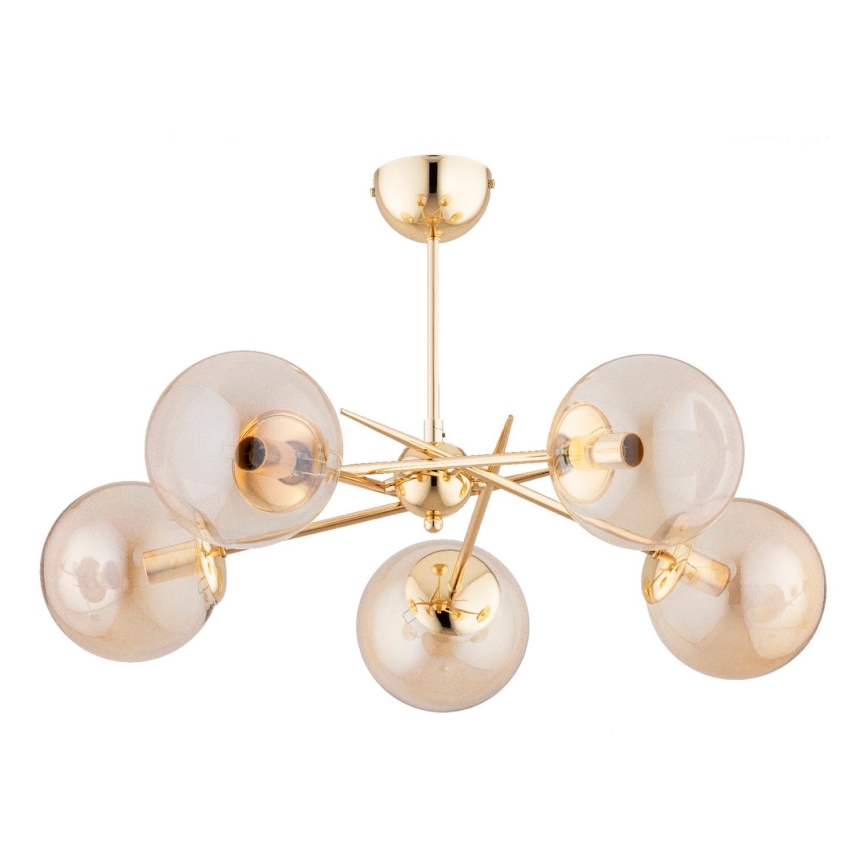 Bevestigde hanglamp PRIMERY 5xE14/10W/230V goud