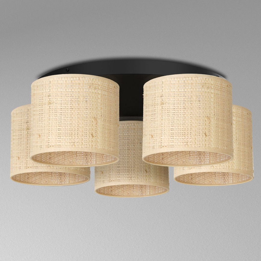 Bevestigde hanglamp RATTAN 5xE27/60W/230V rotan