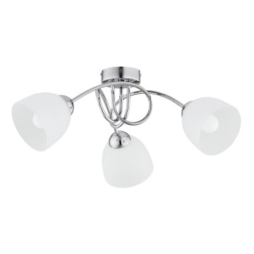 Bevestigde hanglamp SEYLA 3xE27/60W/230V glanzend chroom/wit