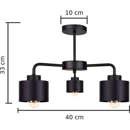 Bevestigde hanglamp SIMPLY BLACK 3xE27/60W/230V