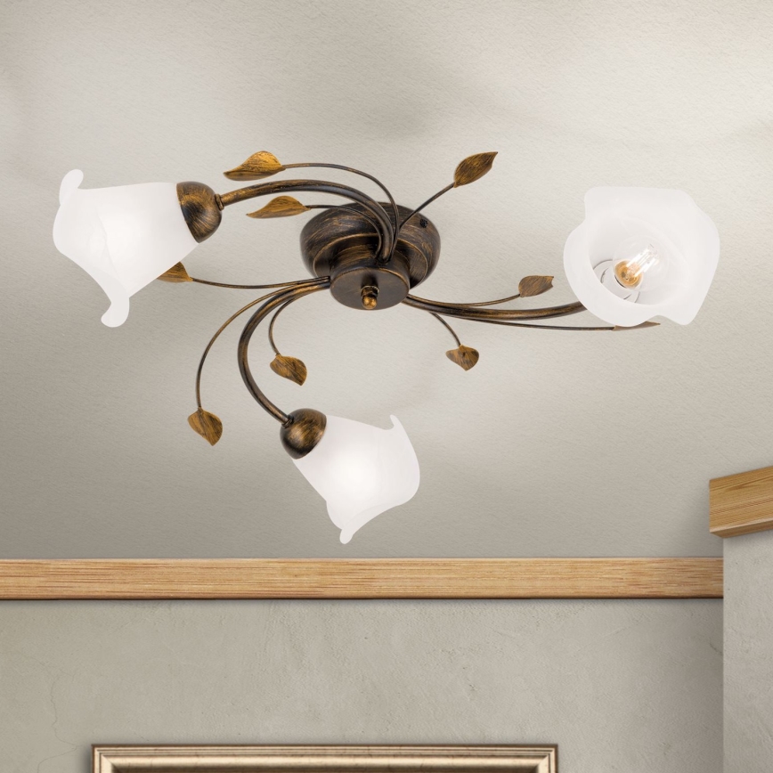 Bevestigde hanglamp SISI 3xE14/40W/230V diameter 60 cm brons/patina