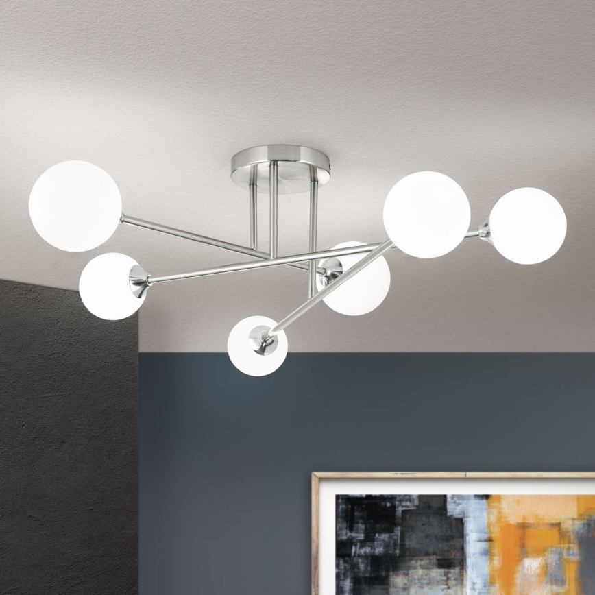 Bevestigde hanglamp SNOWWHITE 6xG9/20W/230V diameter 84 cm mat chroom