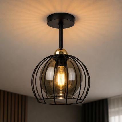 Bevestigde hanglamp SOLO BLACK 1xE27/60W/230V zwart/goud