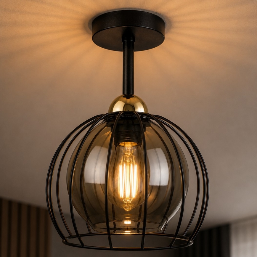 Bevestigde hanglamp SOLO BLACK 1xE27/60W/230V zwart/goud