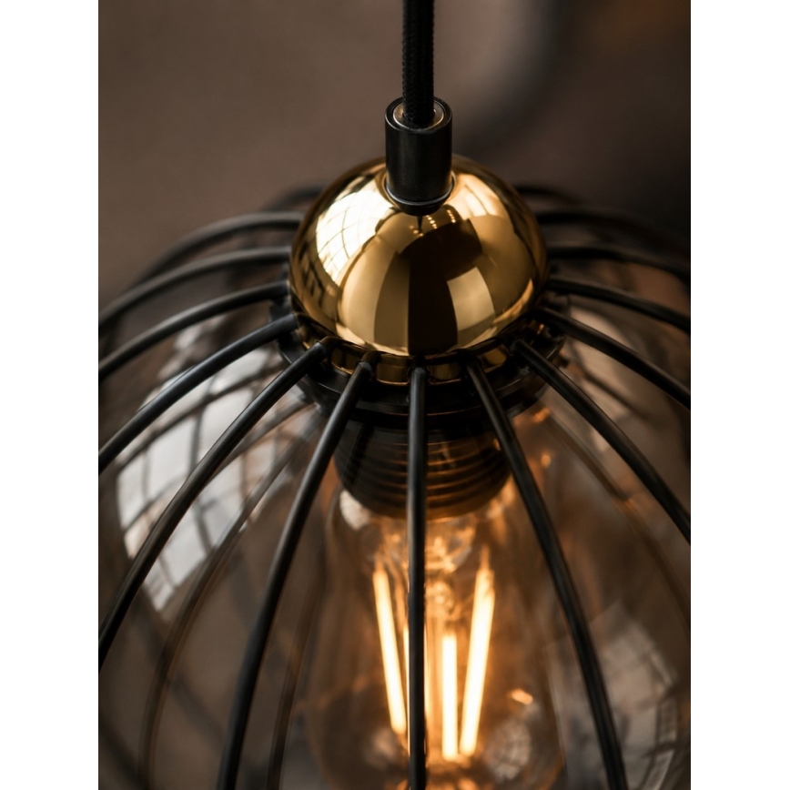 Bevestigde hanglamp SOLO BLACK 1xE27/60W/230V zwart/goud