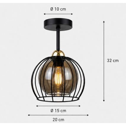 Bevestigde hanglamp SOLO BLACK 1xE27/60W/230V zwart/goud