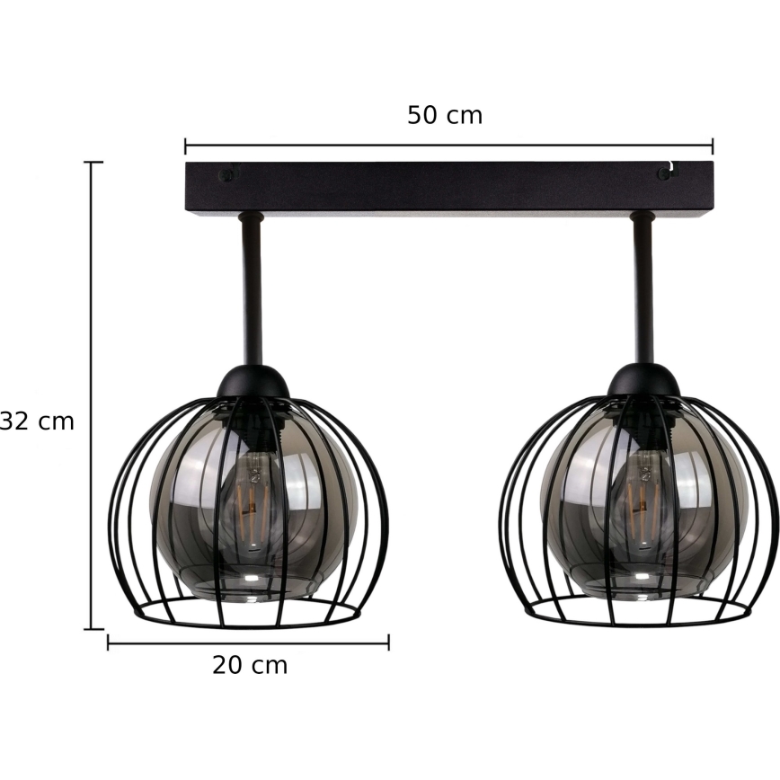 Bevestigde hanglamp SOLO BLACK 2xE27/60W/230V