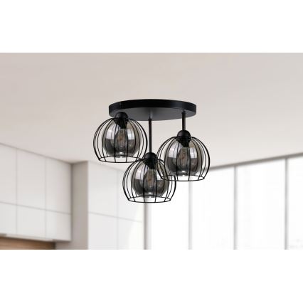 Bevestigde hanglamp SOLO BLACK 3xE27/60W/230V diameter 30 cm