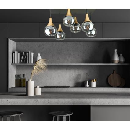 Bevestigde hanglamp SOMA 6xE27/60W/230V zwart/goud/gerookt zwart
