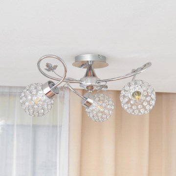 Bevestigde hanglamp SOPHIA 3xE27/15W/230V glanzend chroom/doorzichtig