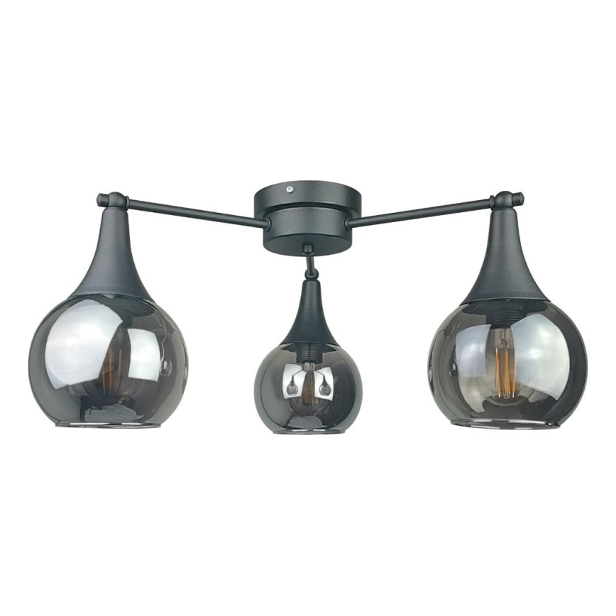 Bevestigde hanglamp STAR 3xE27/60W/230V zwart/gerookt zwart