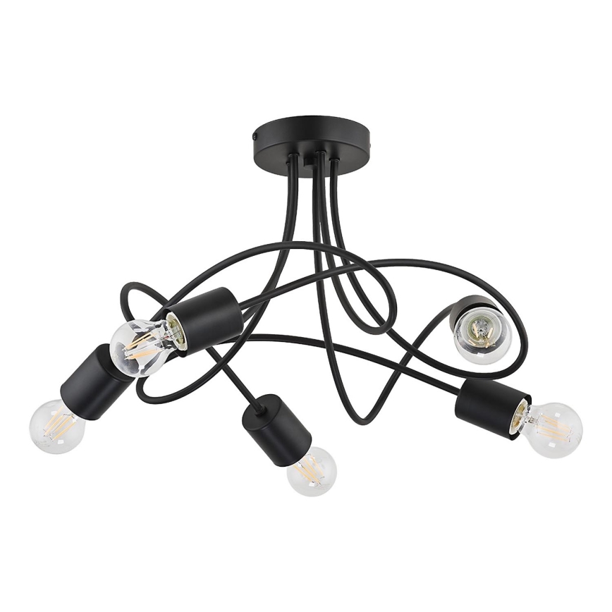 Bevestigde hanglamp TARGO 5xE27/15W/230V zwart