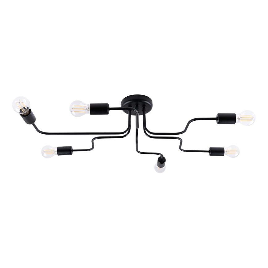 Bevestigde hanglamp VECTOR 6xE27/15W/230V zwart