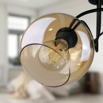 Bevestigde hanglamp VENUS BLACK 3xE27/60W/230V