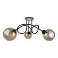 Bevestigde hanglamp VENUS WOOD 3xE27/60W/230V zwart/gerookt bruin