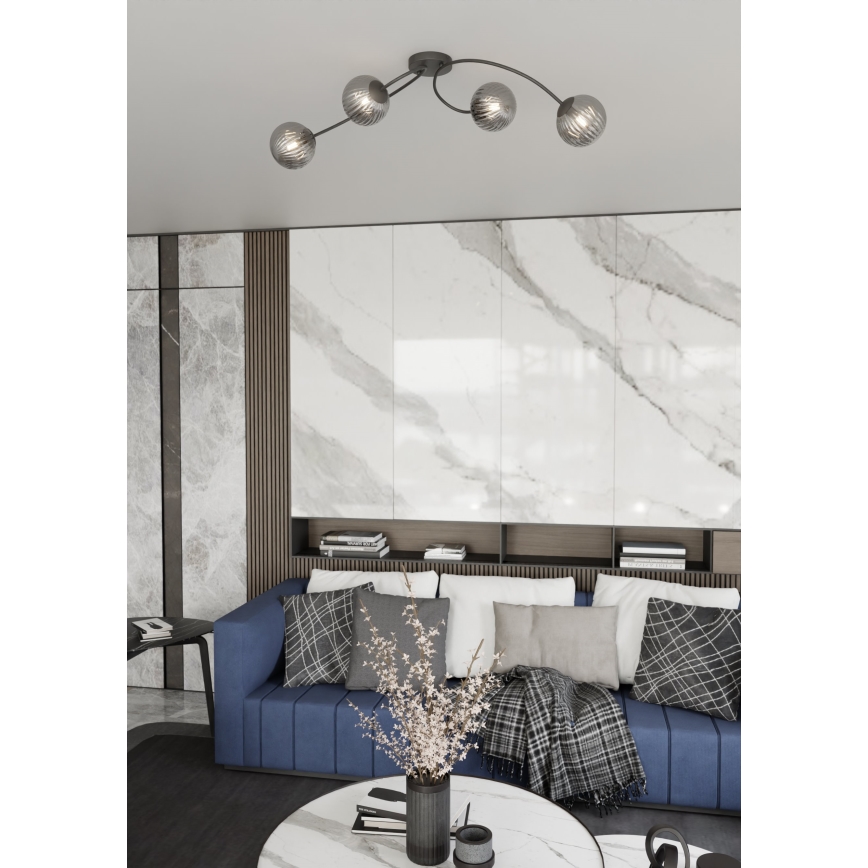 Bevestigde hanglamp VIBRA 4xE14/10W/230V zwart/grijs