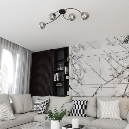 Bevestigde hanglamp VIBRA 4xE14/10W/230V zwart/grijs