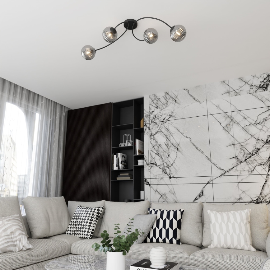 Bevestigde hanglamp VIBRA 4xE14/10W/230V zwart/grijs