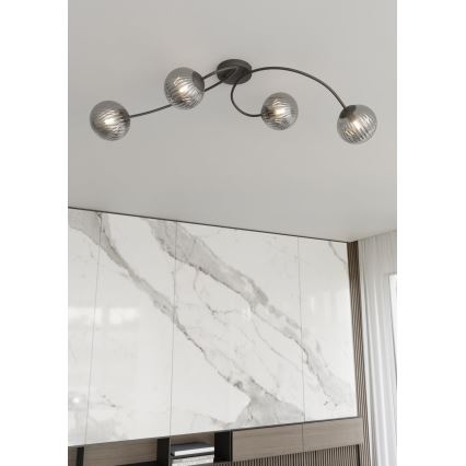 Bevestigde hanglamp VIBRA 4xE14/10W/230V zwart/grijs