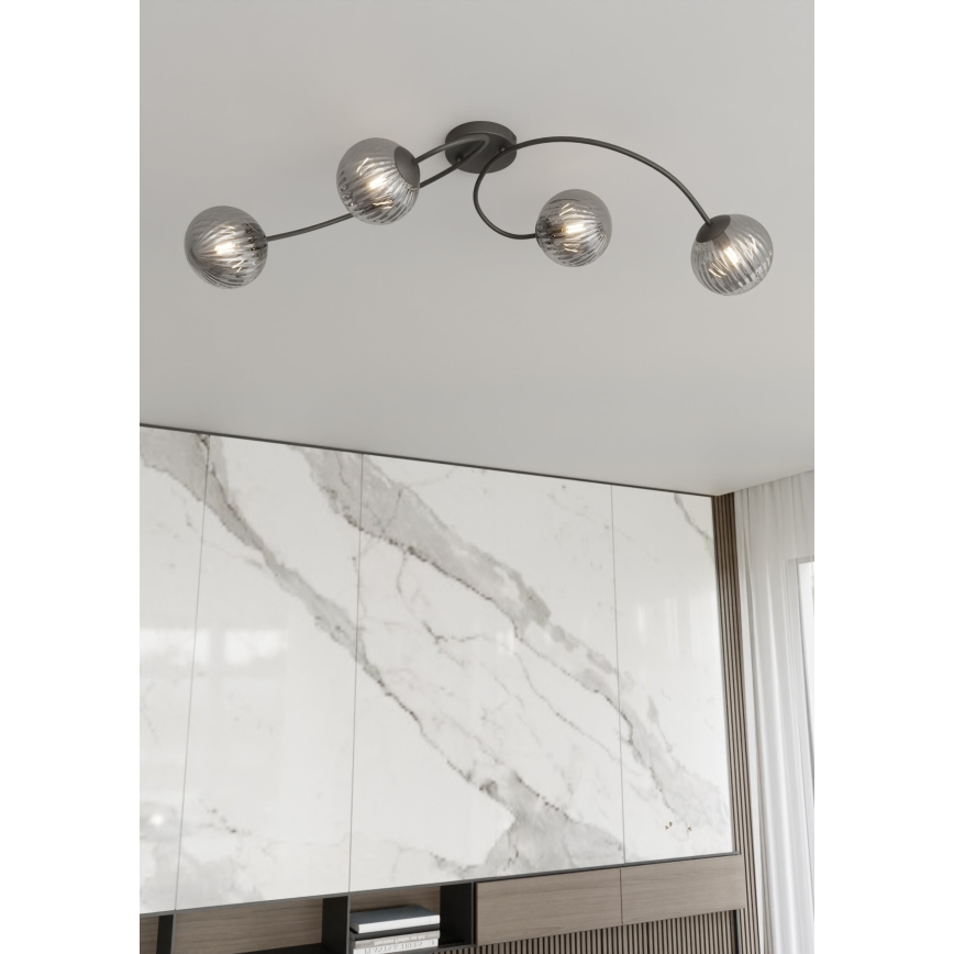 Bevestigde hanglamp VIBRA 4xE14/10W/230V zwart/grijs