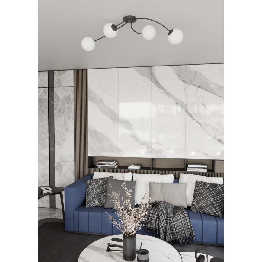 Bevestigde hanglamp VIBRA 4xE14/10W/230V zwart/wit