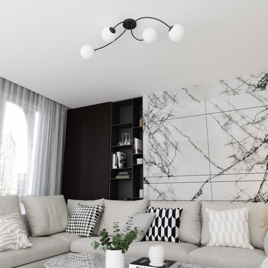 Bevestigde hanglamp VIBRA 4xE14/10W/230V zwart/wit
