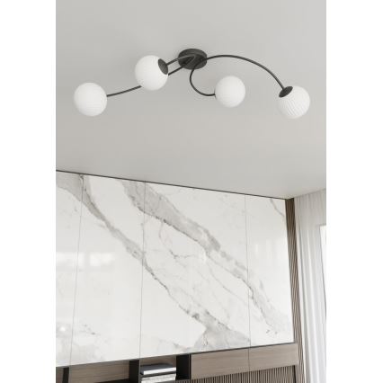 Bevestigde hanglamp VIBRA 4xE14/10W/230V zwart/wit