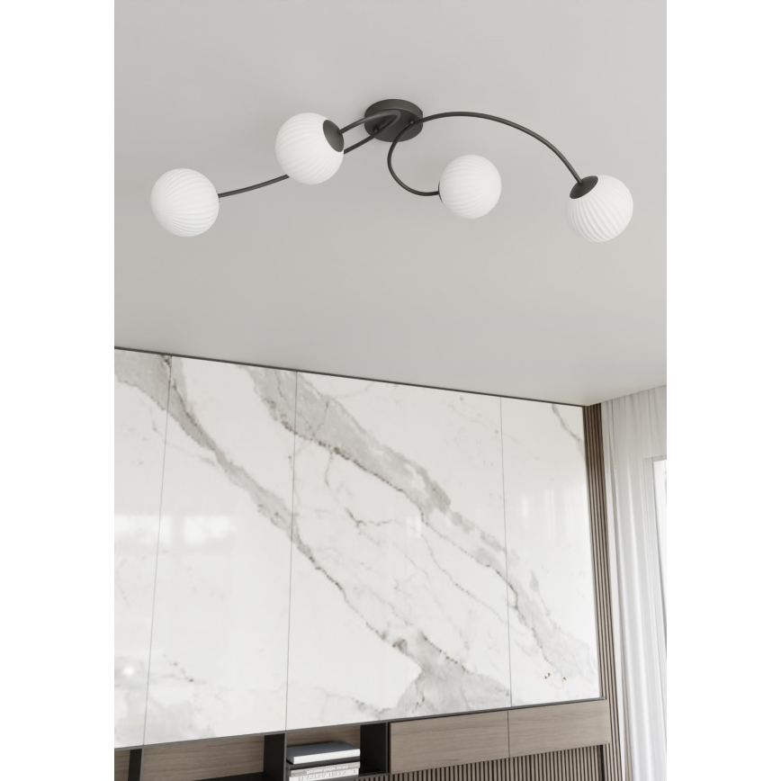 Bevestigde hanglamp VIBRA 4xE14/10W/230V zwart/wit