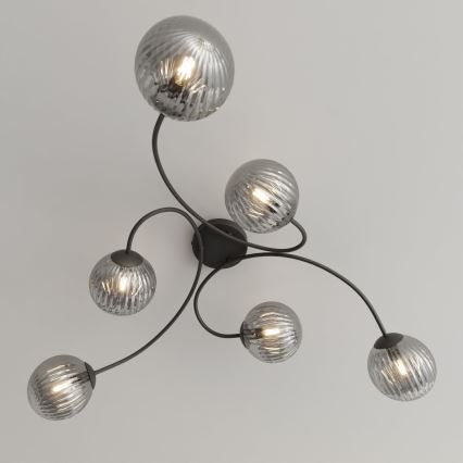 Bevestigde hanglamp VIBRA 6xE14/10W/230V zwart/grijs