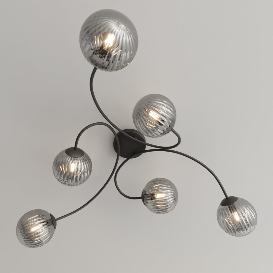 Bevestigde hanglamp VIBRA 6xE14/10W/230V zwart/grijs