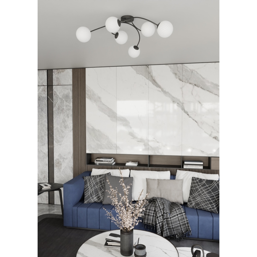 Bevestigde hanglamp VIBRA 6xE14/10W/230V zwart/wit