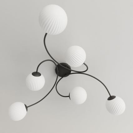 Bevestigde hanglamp VIBRA 6xE14/10W/230V zwart/wit
