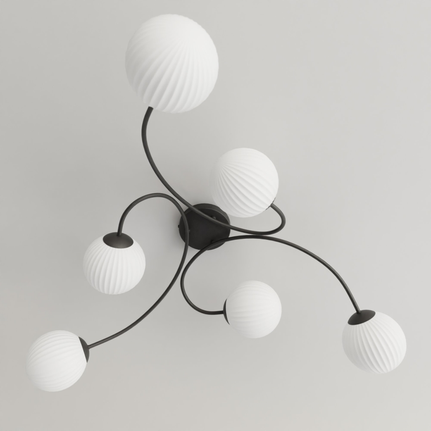 Bevestigde hanglamp VIBRA 6xE14/10W/230V zwart/wit