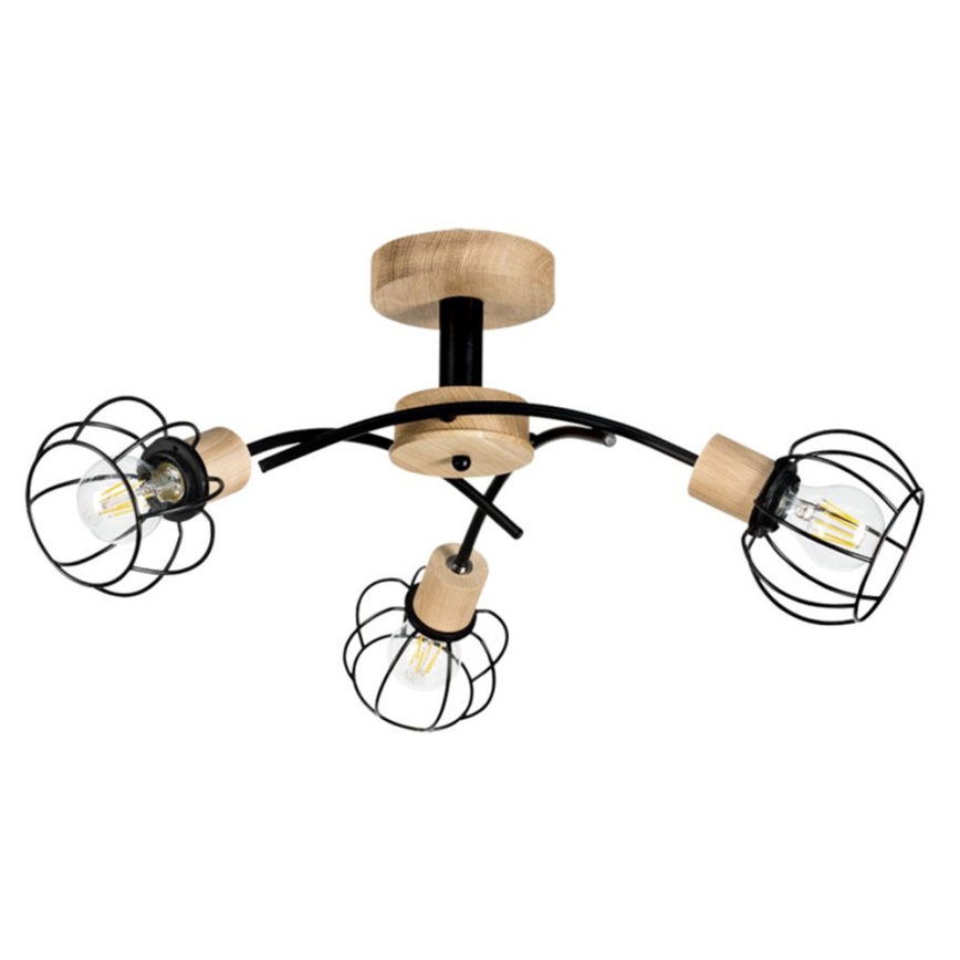 Bevestigde hanglamp VIVIANE 3xE27/60W/230V eiken