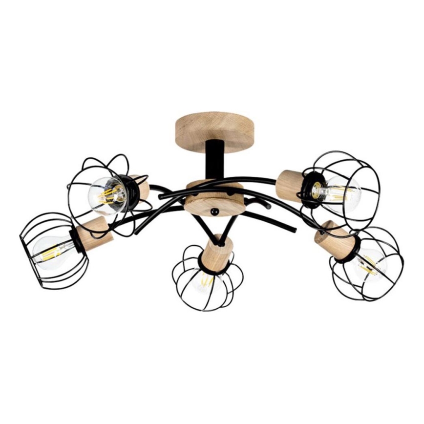 Bevestigde hanglamp VIVIANE 5xE27/60W/230V eiken