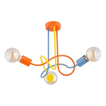 Bevestigde hanglamp voor kinderen WINGO 3xE27/15W/230V kleurrijk