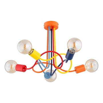 Bevestigde hanglamp voor kinderen WINGO 5xE27/15W/230V kleurrijk