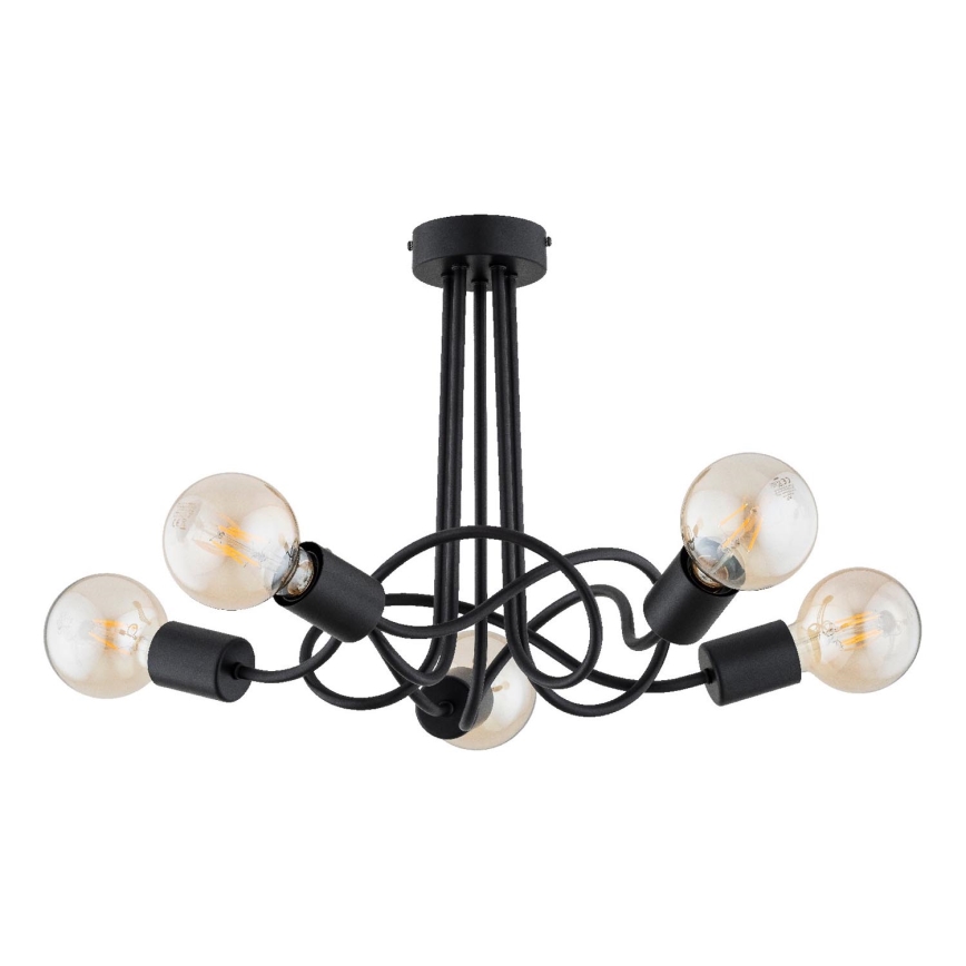 Bevestigde hanglamp WINGO 5xE27/15W/230V zwart