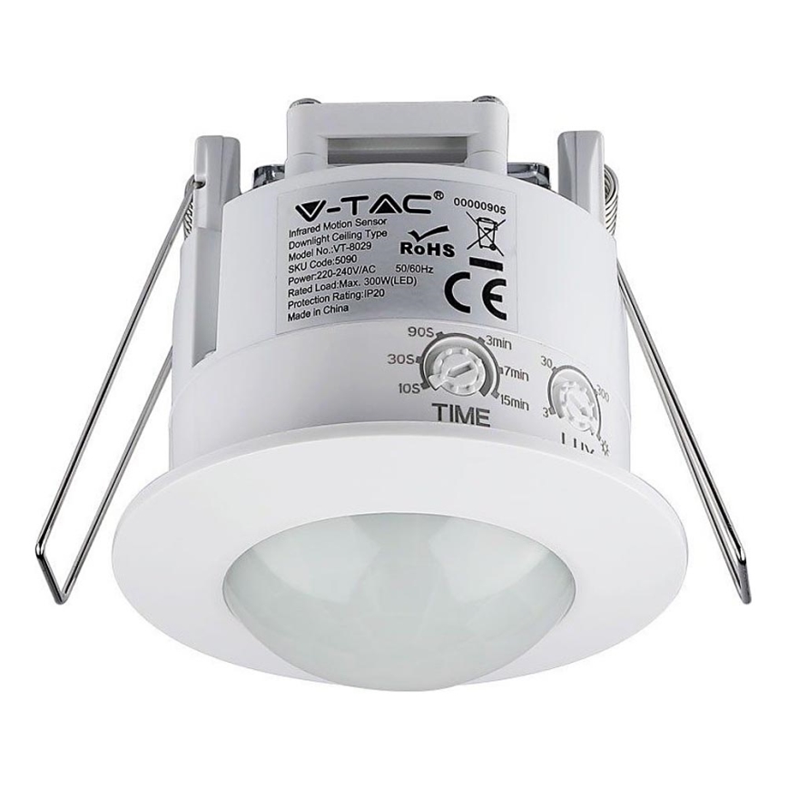 Bewegingssensor inbouw PIR 360° 300W/230V wit