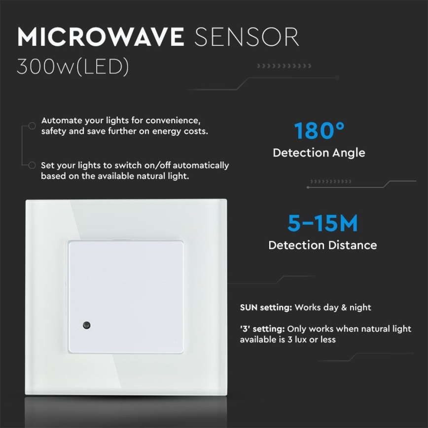 Bewegingssensor microgolf 180° 300W/230V wit
