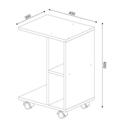 Bijzettafel GENERAL 65x45 cm wit