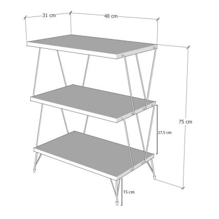 Bijzettafel LAZANDOS 75x48 cm bruin/zwart