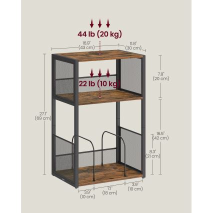 Bijzettafel LUVOR 43x30 cm bruin/zwart