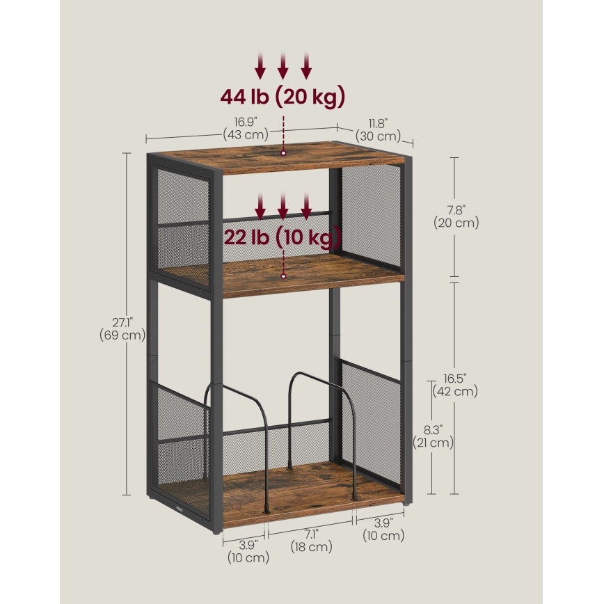 Bijzettafel LUVOR 43x30 cm bruin/zwart